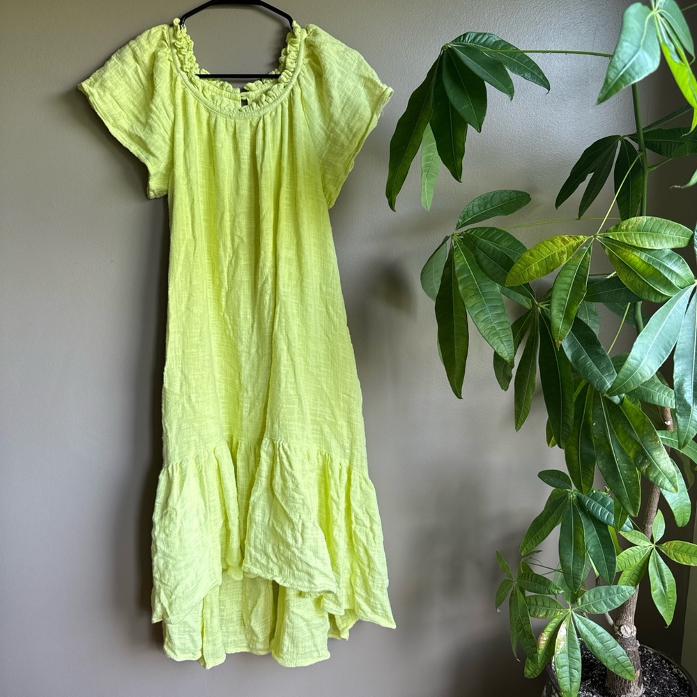 Maeve Highlighter Yellow / Green Linen Dress